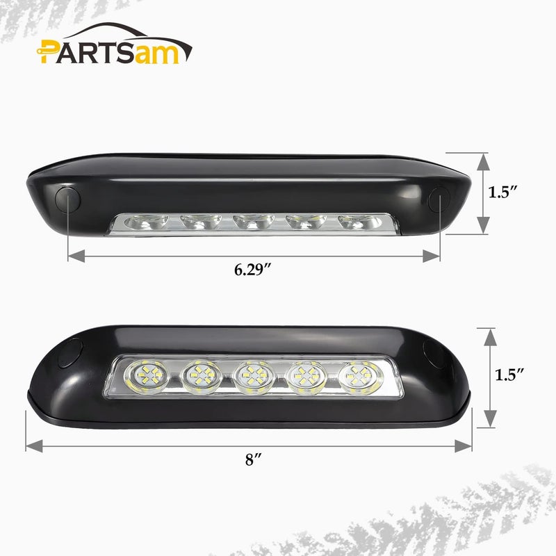 Partsam 2Pcs 8” RV Porch Lights 12V IP67 Waterproof Utility Strip Lights Bar Surface Mount for Motorhome Caravan Camper Boat Marine Black Housing - Image 4