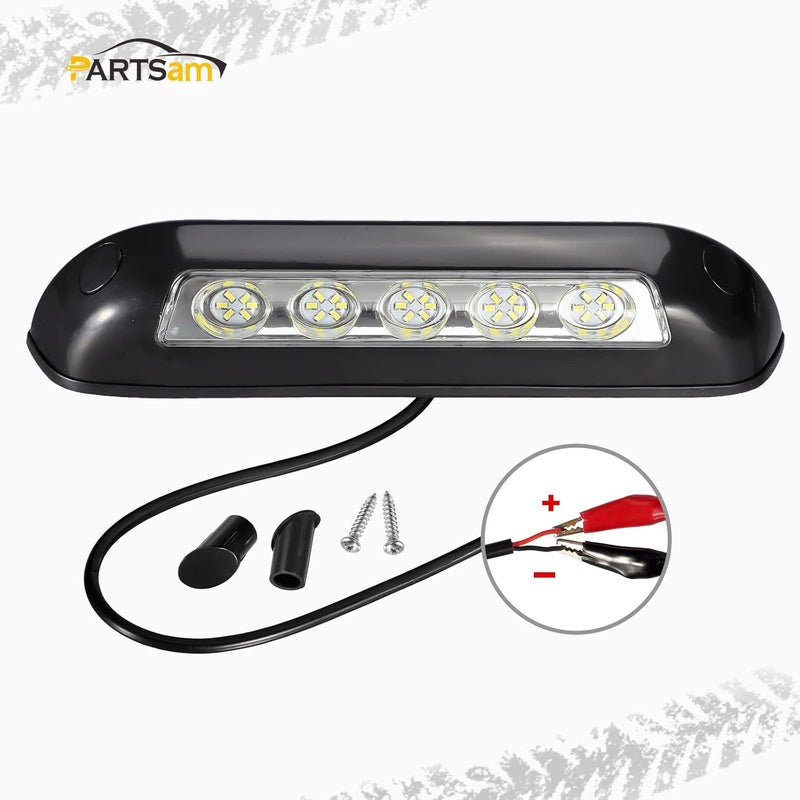 Partsam 2Pcs 8” RV Porch Lights 12V IP67 Waterproof Utility Strip Lights Bar Surface Mount for Motorhome Caravan Camper Boat Marine Black Housing - Image 5