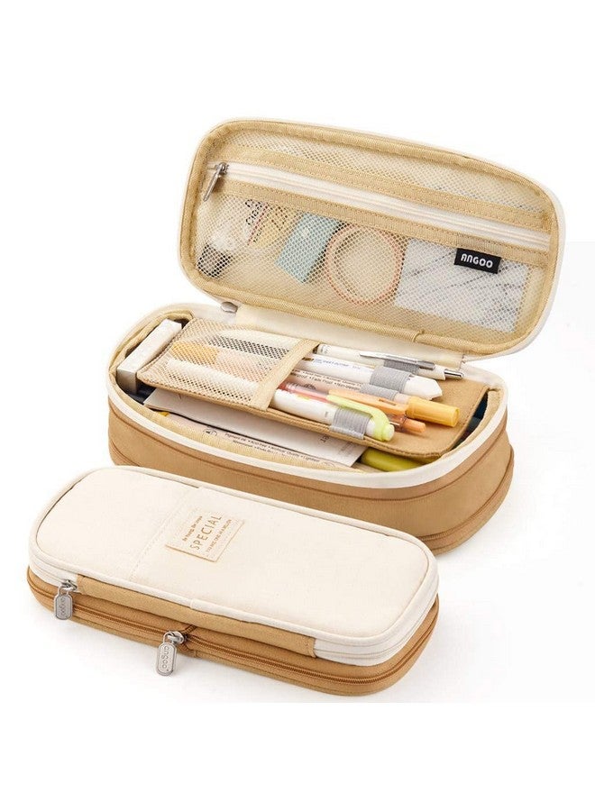 EASTHILL EASTHILL Canvas Big Capacity Pencil Pen Case Office College School Large Storage High Capacity Bag Pouch Holder Box Organizer Blue (Khaki)  - Image 5