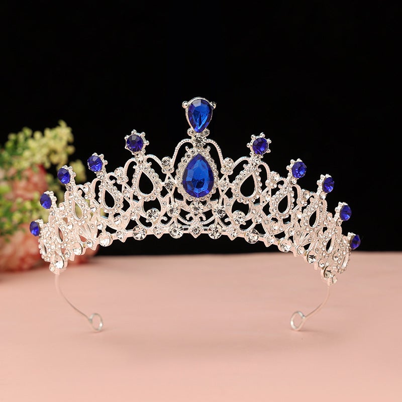 Mori Crown Headwear Birthday Super Fairy 18-year-old Adult Ceremony Princess Best Friend Gift Crown Photo Crown Premium silver blue] 