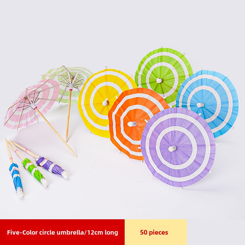 Colorful Cocktail Umbrella Picks Circle umbrella 10cm 