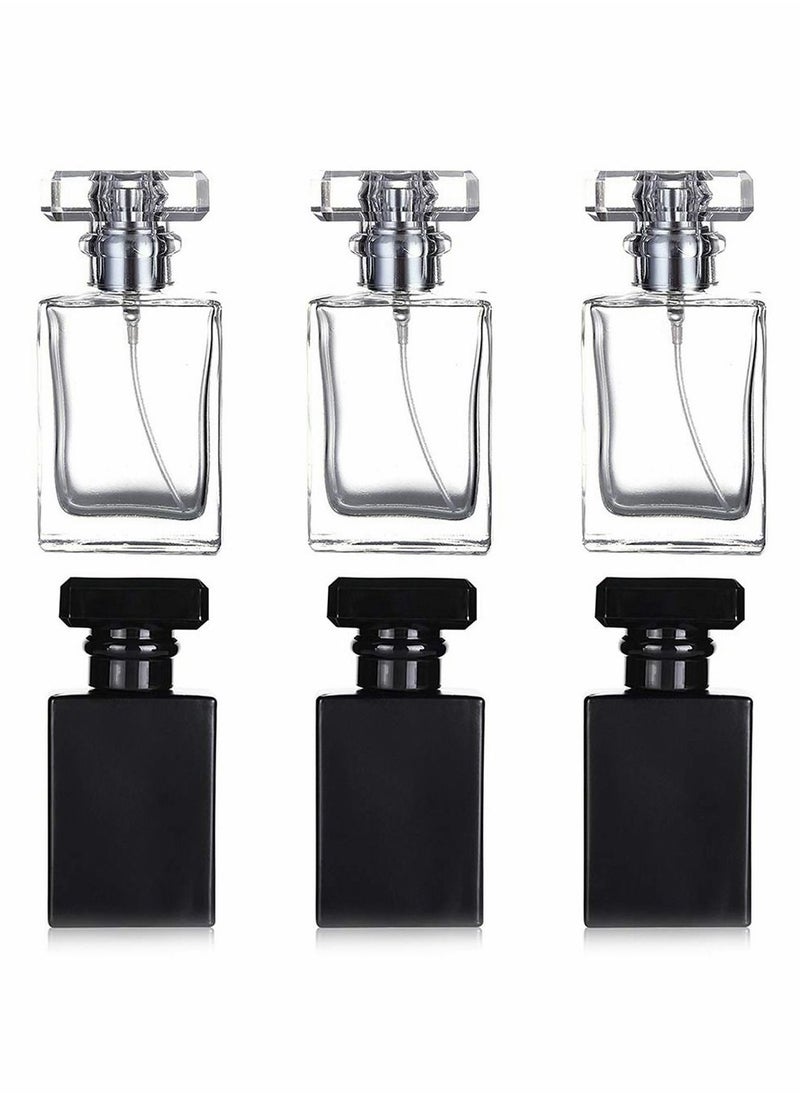 Excefore - Clear Black Refillable Perfume Bottle, Portable Square Empty Glass Perfume Atomizer Bottle with Spray Applicator - Image 1