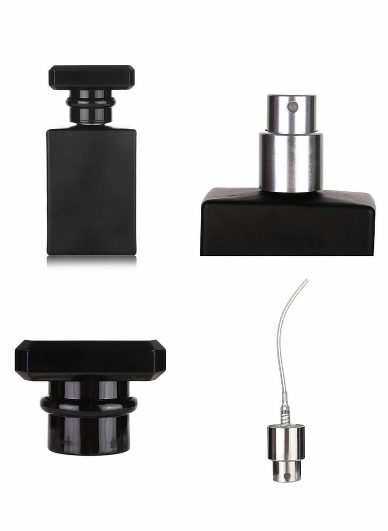 Excefore - Clear Black Refillable Perfume Bottle, Portable Square Empty Glass Perfume Atomizer Bottle with Spray Applicator - Image 1