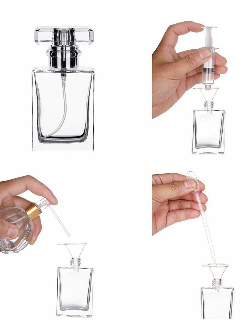 Excefore - Clear Black Refillable Perfume Bottle, Portable Square Empty Glass Perfume Atomizer Bottle with Spray Applicator - Image 1