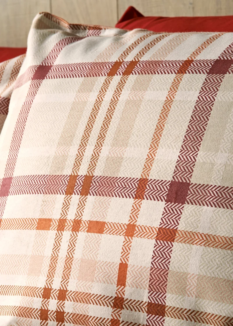Matalan Orange Brushed Check Duvet Set