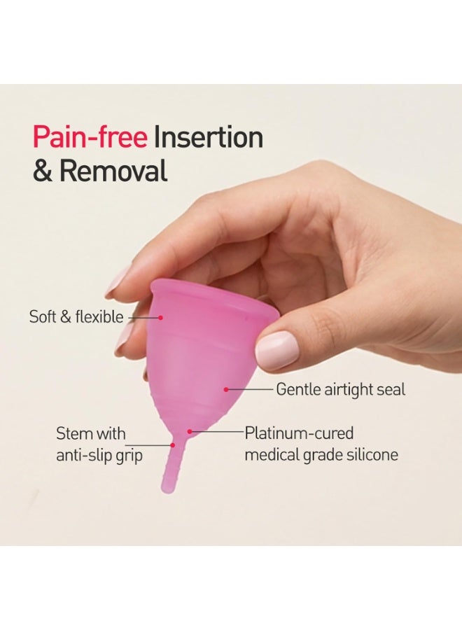 Sirona Reusable Menstrual Cup for Women - Medium with Pouch | FDA Approved | Made of Ultra Soft 100% Medical Grade Silicone | Odour, Rash & Itch-Free Period | Leak-Proof Protection for 8-10 Hours - Image 2