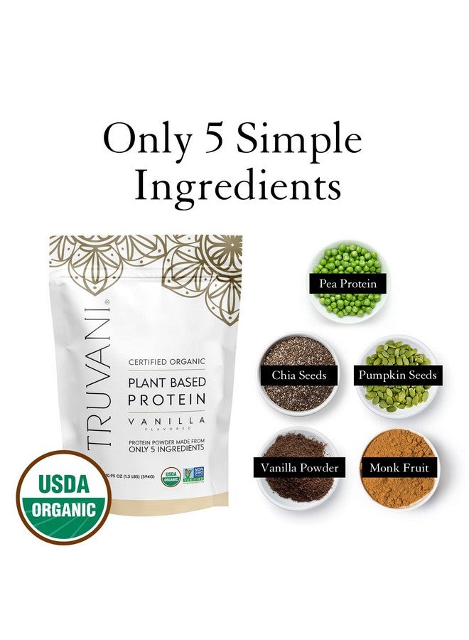 Truvani Organic Vegan Protein Powder Vanilla 20G Of Plant Based Protein Pea Protein For Women And Men Non Gmo Gluten Free Dairy Free (10 Servings) - Image 3