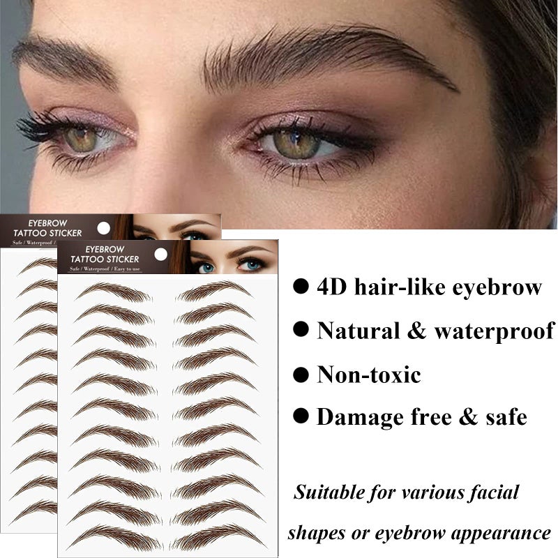 Miotorio 22 Pairs 4D Eyebrows Tattoo, Hair-Like Authentic Eyebrows, Eyebrows Tattoo Peel Off, Long Lasting Waterproof Natural False Eyebrows Makeup Sticker for Eyebrow Grooming Shaping (Brown) - Image 2