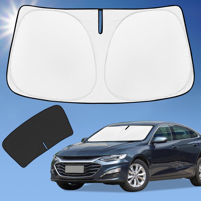 Sun Shade Sunshade for Chevrolet Malibu Windshield Cover 4Layer Front Window Shade Custom fit Chevy Malibu 20162024 2025 Sun Visor 240T Retractable Shade Blocks UV Rays Cooler Car Accessories