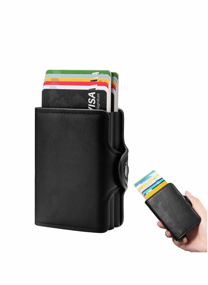 KASTWAVE - Wallet for Men Credit Card Holder, Automatic Pop Up Wallet with RFID, Leather Slim Card Case Front Pocket Anti-theft Travel Thin Wallets, Metal Money Organizers for Women Up to Holds 14 cards+ Cash - Image 1