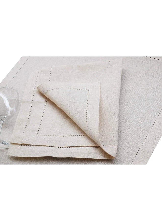 Cloth Dinner Napkins In Cotton Flax Fabric With Hemstitched And Tailored Mitered Corner Finish Size 20X20 Inch Set Of 12 - Image 2