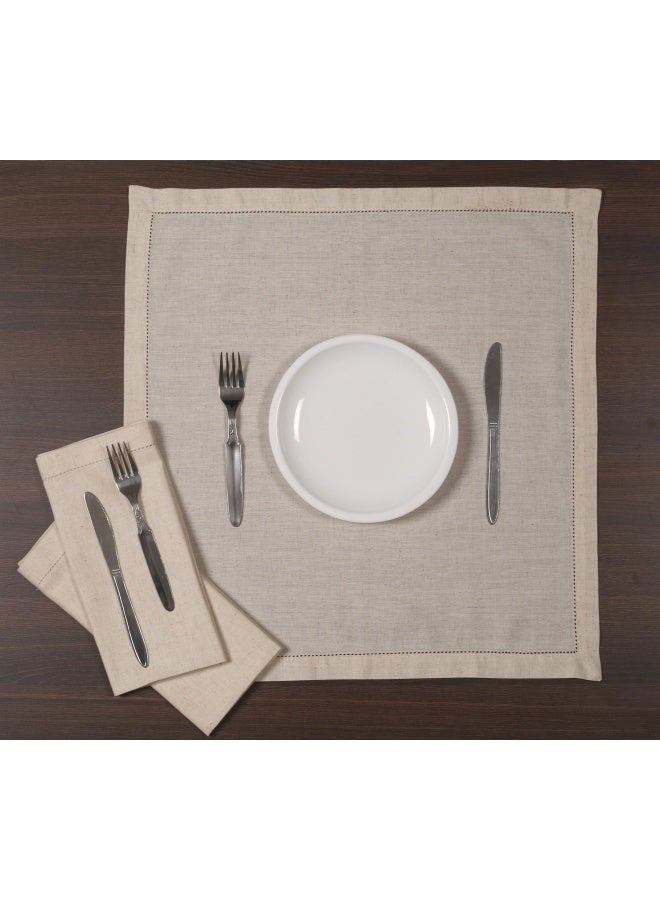 Cloth Dinner Napkins In Cotton Flax Fabric With Hemstitched And Tailored Mitered Corner Finish Size 20X20 Inch Set Of 12 - Image 3
