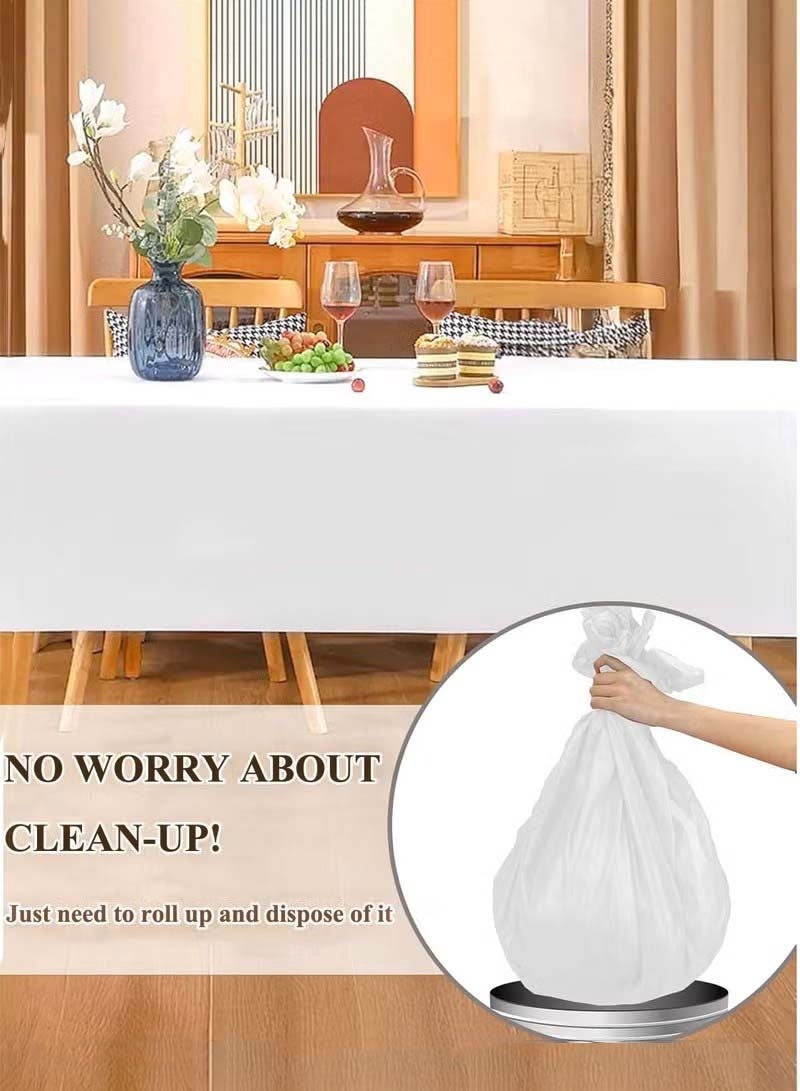ثمانية فيبيهاوس مفرش طاولة يمكن التخلص منه مفرش طاوله ابيض 137 × 274 سم مفرش طاولة للحفلات، مفرش طاولة بلاستيكي للطاولات المستطيلة، مفرش طاولة مقاوم للماء ومتين للديكور لتناول الطعام وحفلات الزفاف والأنشطة الخارجية مفرش طاوله طعام - Image 4