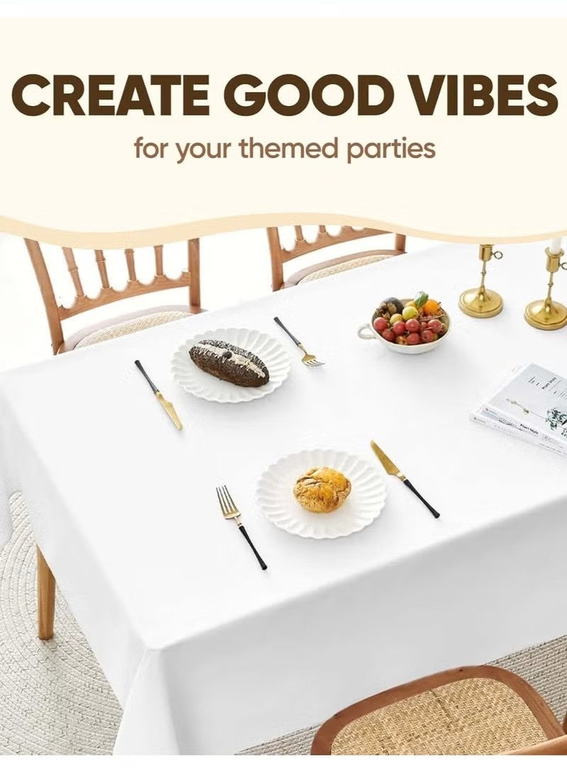 ثمانية فيبيهاوس مفرش طاولة يمكن التخلص منه مفرش طاوله ابيض 137 × 274 سم مفرش طاولة للحفلات، مفرش طاولة بلاستيكي للطاولات المستطيلة، مفرش طاولة مقاوم للماء ومتين للديكور لتناول الطعام وحفلات الزفاف والأنشطة الخارجية مفرش طاوله طعام - Image 5