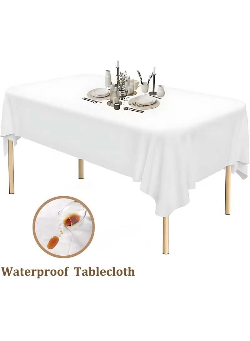 ثمانية فيبيهاوس مفرش طاولة يمكن التخلص منه مفرش طاوله ابيض 137 × 274 سم مفرش طاولة للحفلات، مفرش طاولة بلاستيكي للطاولات المستطيلة، مفرش طاولة مقاوم للماء ومتين للديكور لتناول الطعام وحفلات الزفاف والأنشطة الخارجية مفرش طاوله طعام - Image 1