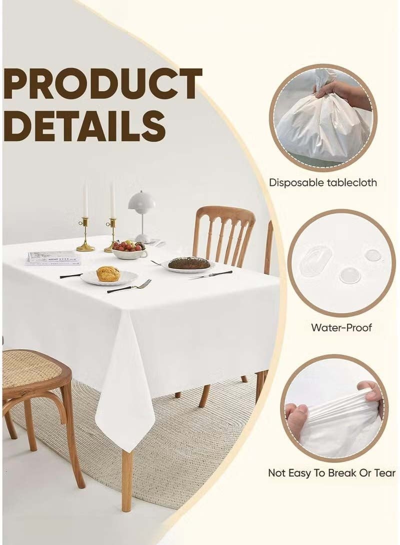 ثمانية فيبيهاوس مفرش طاولة يمكن التخلص منه مفرش طاوله ابيض 137 × 274 سم مفرش طاولة للحفلات، مفرش طاولة بلاستيكي للطاولات المستطيلة، مفرش طاولة مقاوم للماء ومتين للديكور لتناول الطعام وحفلات الزفاف والأنشطة الخارجية مفرش طاوله طعام - Image 2