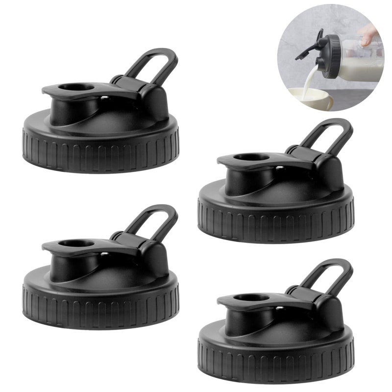 FyndraX Pour Spout Lids for Ball Wide Mouth Mason Jars, Airtight Canning Jar Flip Cap Top Lid for Drinking, Salad, Dressing Pouring, Leak-Proof, Pack of 4 - Image 1