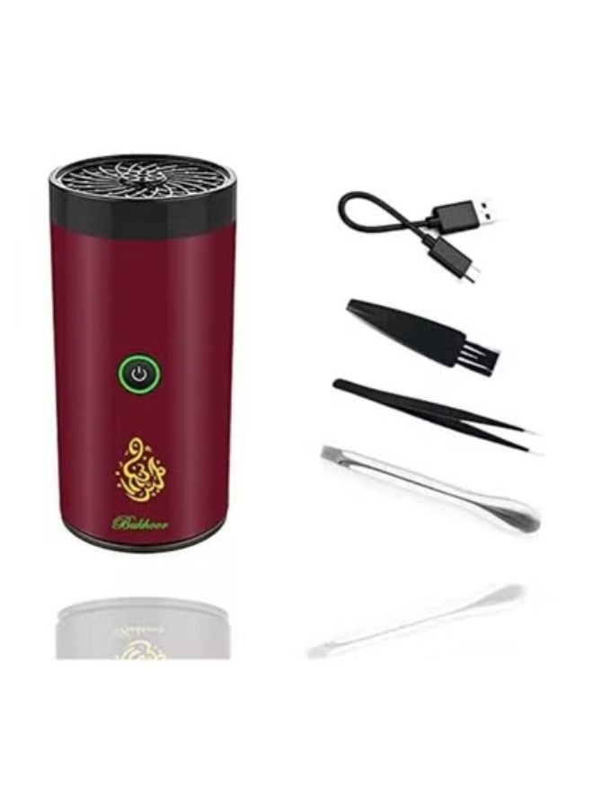 Generic Portable Bakhoor Incense Burner with USB Charging For Car Home Decor Air Freshness Maroon  - Image 2