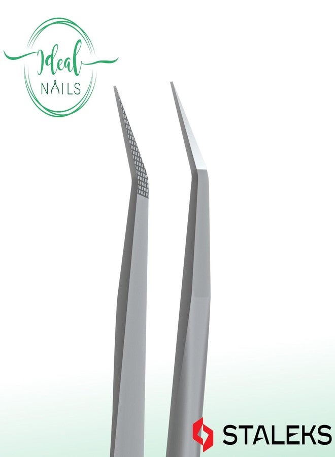 STALEKS PRO Expert 45 Type 8 Professional Eyelash Tweezers (Mini L-Shaped – Stainless Steel with Nano-Notches for Volume & Mega-Volume Lash Extensions - Image 2
