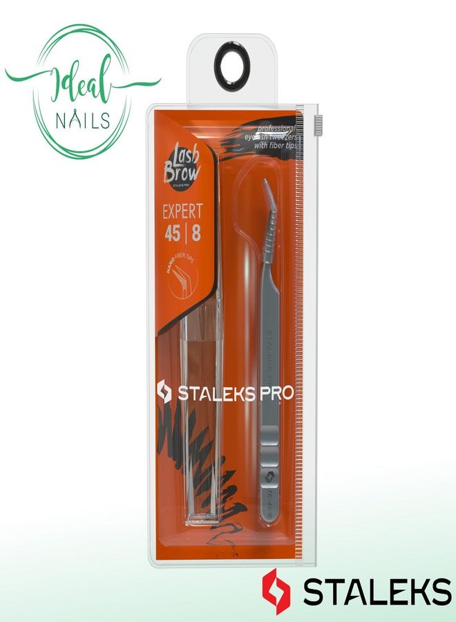 STALEKS PRO Expert 45 Type 8 Professional Eyelash Tweezers (Mini L-Shaped – Stainless Steel with Nano-Notches for Volume & Mega-Volume Lash Extensions - Image 5