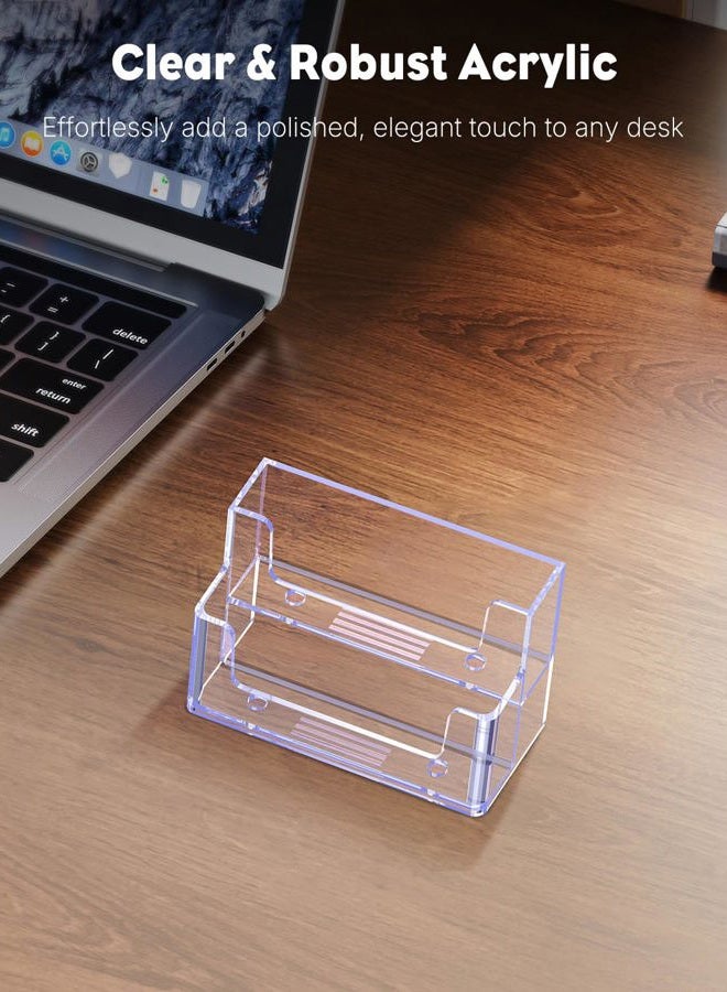 Uniclife 2 Pack Acrylic Business Card Holder for Desk 2 Slots Clear Business Card Display Stand for Men & Women Desktop Business Card Organizer Card Stand for Office Home Exhibition, 120 Card Capacity - Image 5