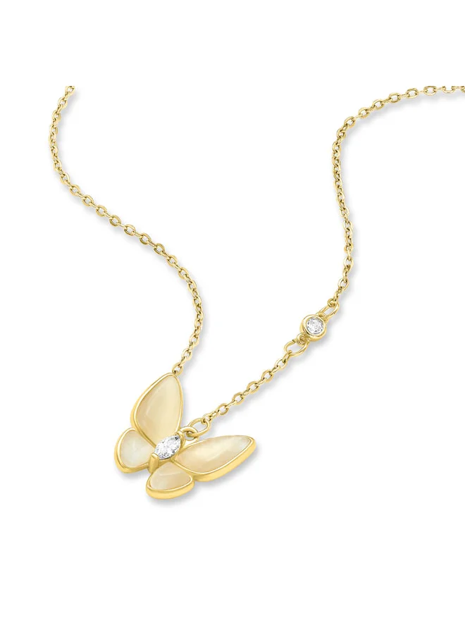POLICE Psyche NecklaceGold-Plated Butterfly Pendant with Gold-Plated Border for Bold Elegance