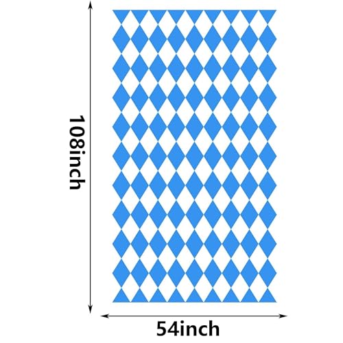 Iceyyyy 3 Pieces Oktoberfest Tablecloths-Blue and White Checkered Table Cloths Rectangular Oktoberfest Bavarian Flag Tablecover for German Oktoberfest Themed Party Decorations,54" x 108" - Image 2