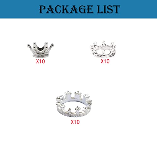 Fortunemee 30Pcs Metal Crystal Sphere Display Stand, Mini Crystal Ball Stand for Sphere, Crown Shaped Display Holder for Natural Stone Crystal Ball Collection Home Decor, 0.67, 0.71, 0.86 in, Silver - Image 2