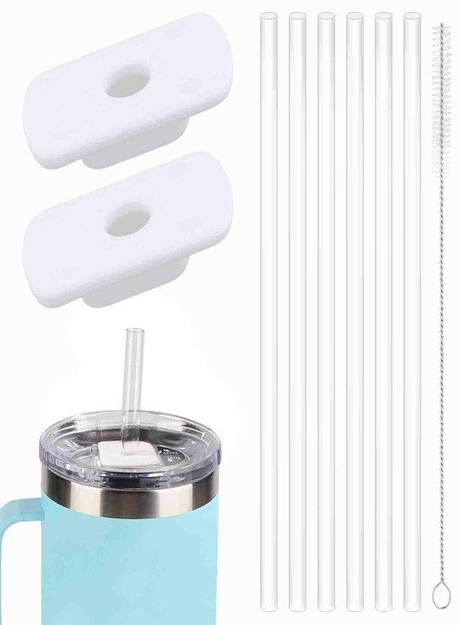 PEUTIER 2pcs Straw Lid Attachment with 6pcs Straws Compatible with YETI Rambler 20oz 30oz Travel Mug, BPA-Free Straw Lid Cup Accessories for Yeti Rambler Stronghold Lid Straw Parts Cover (White) - Image 1