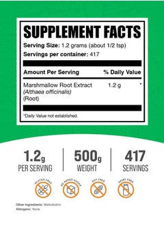 BULKSUPPLEMENTS.COM .com Marshmallow Root Extract Powder - Marshmallow Root Supplement, Marshmallow Extract - Herbal Supplement, Gluten Free, 1200mg per Serving, 500g (1.1 lbs) (Pack of 1)  - Image 2