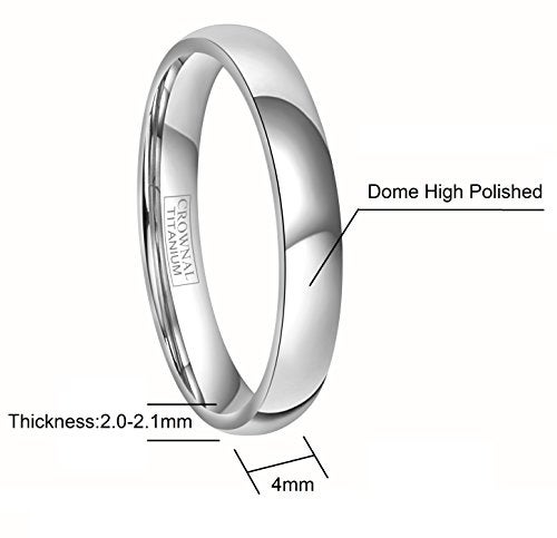 CROWNAL 4mm 6mm 8mm Titanium Wedding Couple Bands Rings Men Women Dome Polished Engraved I Love You Comfort Fit Size 4 To 16 (4mm,5) - Image 3