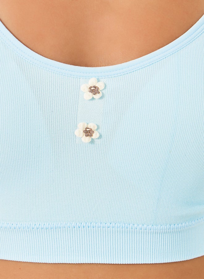 Styli Padded Crop Top with Flower Detail  - Image 3