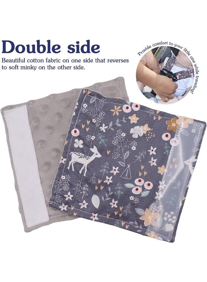 DILIMI Baby Car Seat Neck Cover, 2Pcs Carseat Belt Cover Pad, Shoulder Strap Protectors, Seat Belt Covers Cushion for Boy Girl (Grey Flower Deer) - Image 5