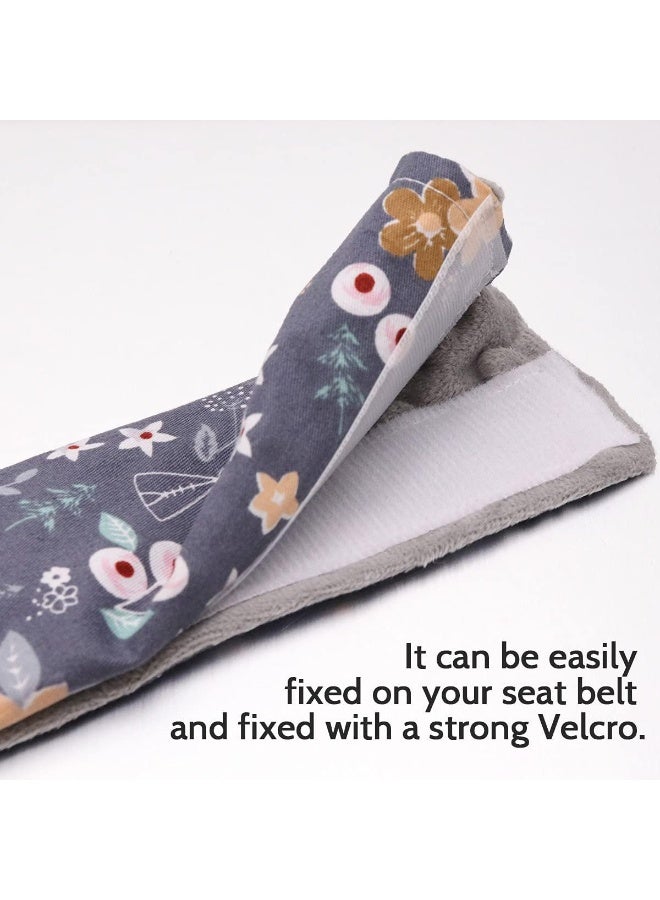 DILIMI Baby Car Seat Neck Cover, 2Pcs Carseat Belt Cover Pad, Shoulder Strap Protectors, Seat Belt Covers Cushion for Boy Girl (Grey Flower Deer) - Image 4