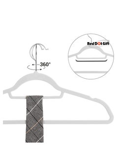Red Dot Gift Red Dot Gift® 50-Pack White Non-Slip Velvet Hangers 42cm With 360 Degree Rotatable Hook - Durable & Slim - Non Slip Hangers for Coat Hangers - Pant Hangers…(White, 50 pack)  - Image 2