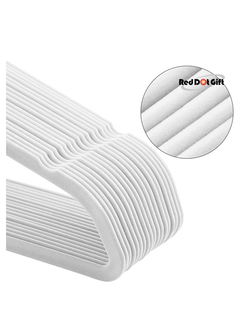Red Dot Gift Red Dot Gift® 50-Pack White Non-Slip Velvet Hangers 42cm With 360 Degree Rotatable Hook - Durable & Slim - Non Slip Hangers for Coat Hangers - Pant Hangers…(White, 50 pack)  - Image 4
