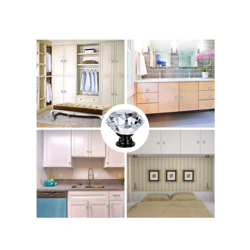 Zikra 10 Pack Dresser Drawer Cabinet Knobs 30 mm Diamond Shaped Crystal Glass Knobs Pulls for Kitchen Wardrobe Cupboard - Image 2