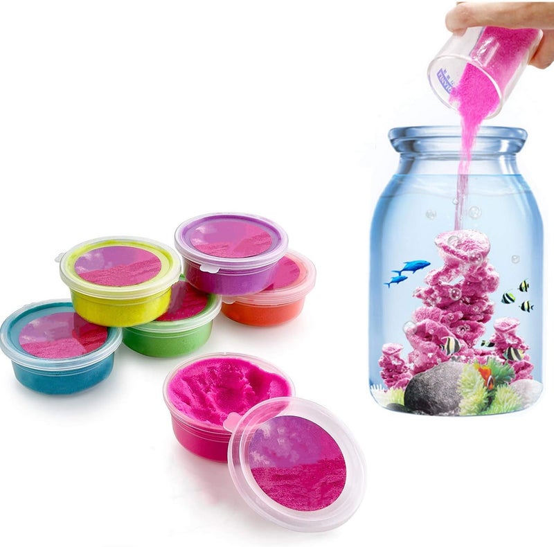 XIAOHONG 6 Pack Colorful Magic Sand  Amazing Hydrophobic Sand Space Sand Never Gets Wet Magic SandColored Play Sand  Gifts for Kids Stress Reliever Learning Tool Novelties Party Favors - Image 1