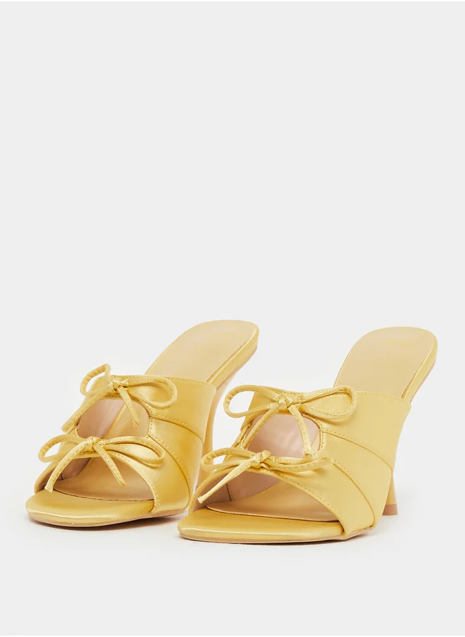 Styli Bow Trim Cut Out Stiletto Heel Sandals