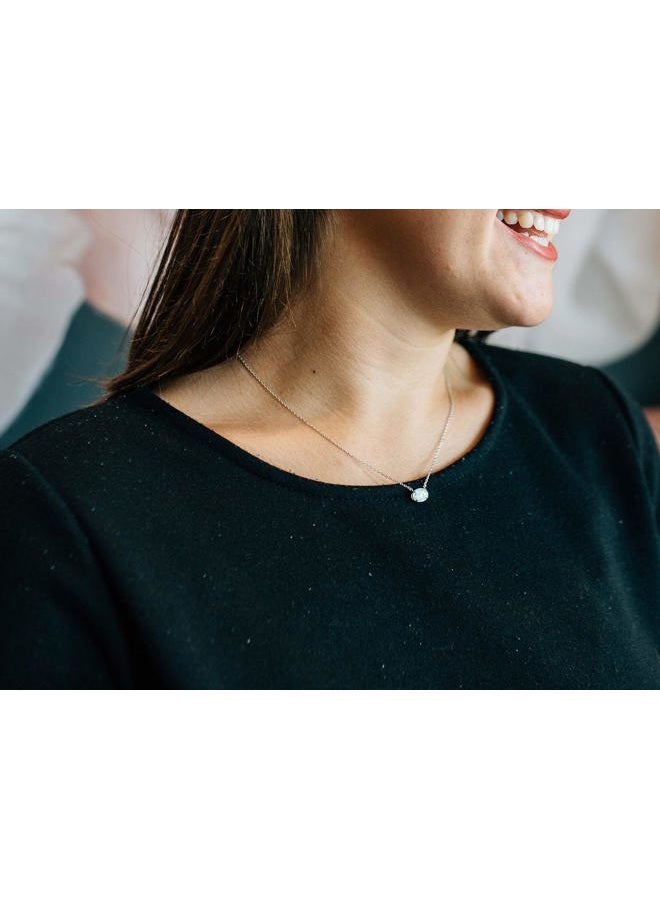 Ellena Rose Dainty Opal Necklace with Solid 925 Sterling Silver & 14K Rose Gold Plating, October Birthstone Necklace, Small Oval Opal Jewelry for Women, Gemstone Necklace, Simple Necklaces for Women - Image 3
