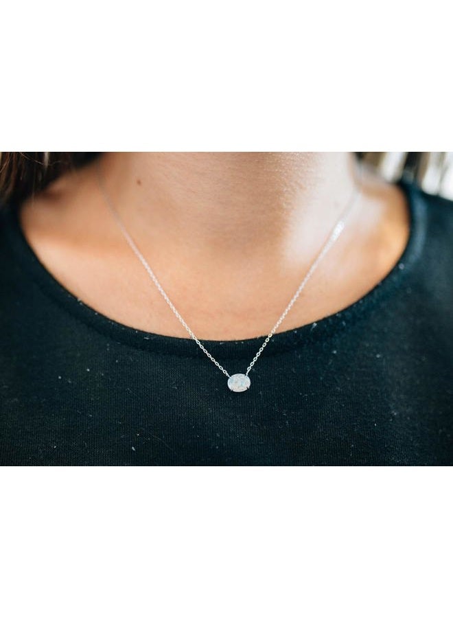 Ellena Rose Dainty Opal Necklace with Solid 925 Sterling Silver & 14K Rose Gold Plating, October Birthstone Necklace, Small Oval Opal Jewelry for Women, Gemstone Necklace, Simple Necklaces for Women - Image 4