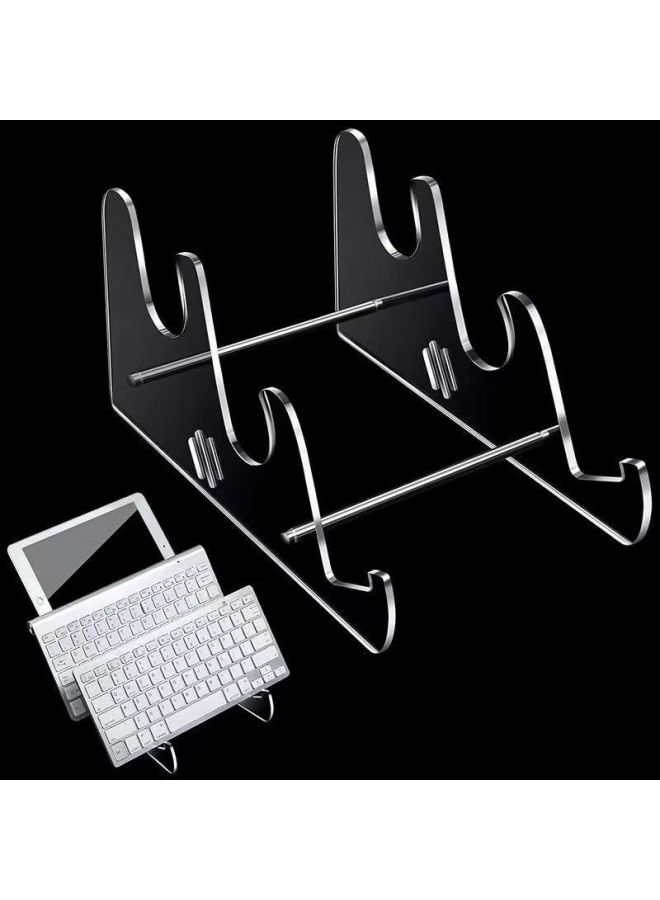 Acrylic Gaming Keyboard Stand Convenient Disassembly Stand Desktop Tray Elevated Computer Mechanical Keyboard Display Stand-Color:Black-Style:Three Layers - Image 1