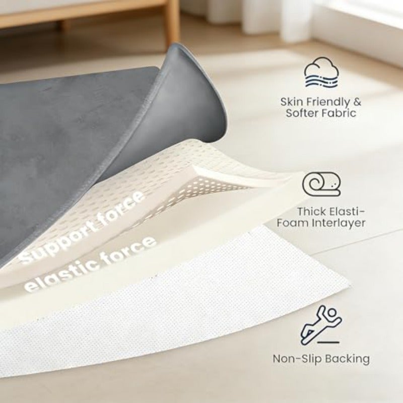 Baby Play Mat for Floor3cmThick Elasti-Foam 100 100cmPlaypen Mat for Tummy Time Water Repellent Soft Coral Velvet for Toddler Infant Non-Slip Backing Safe for Crawling Dark Grey - Image 5