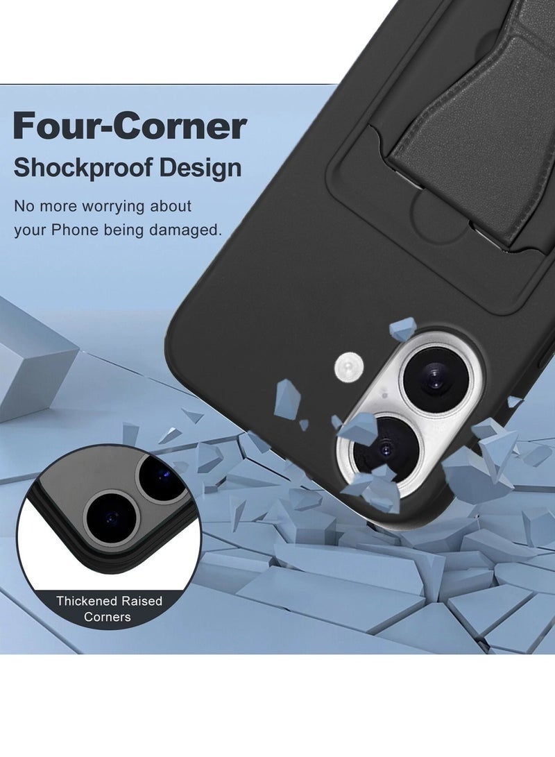 جاجيك iPhone 17 5G 2025 Silicone TPU Card Holder Case | Shockproof Slim Protective Cover with Secure Hand Grip & Hidden Wallet Slot (MCHPSN) – Black - Image 3