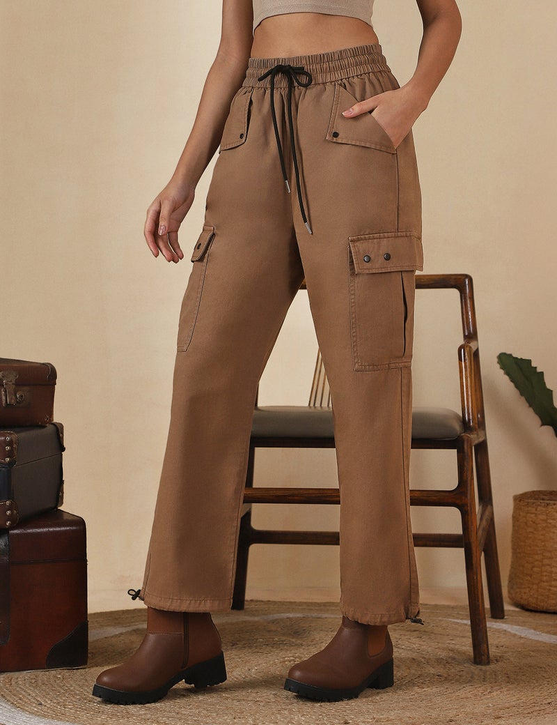 fyltr Women's Cargo Utility Trouser - 100% Cotton | Adjustable Hem | Drawstring Closure | Utility Pockets | Trousers for Women - Image 5