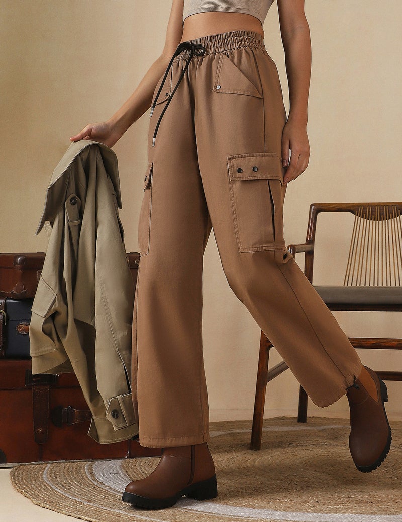 fyltr Women's Cargo Utility Trouser - 100% Cotton | Adjustable Hem | Drawstring Closure | Utility Pockets | Trousers for Women - Image 3