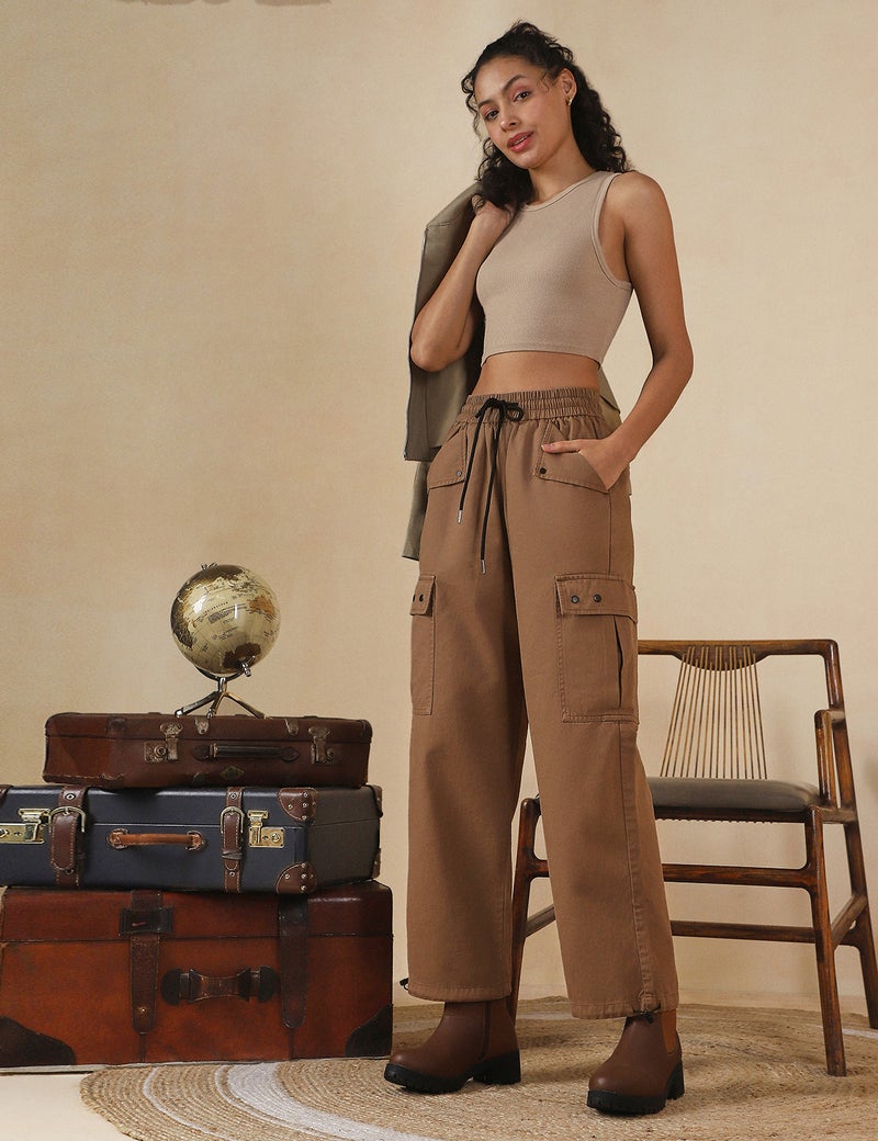 fyltr Women's Cargo Utility Trouser - 100% Cotton | Adjustable Hem | Drawstring Closure | Utility Pockets | Trousers for Women - Image 2