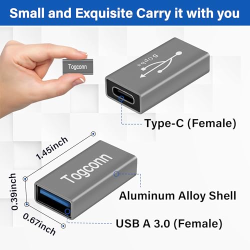 Togconn USB to USB C Adapter 2 Pack, Bi-Directional USB Type-C (Female) to USB Type-A (Female) On-The-Go (OTG) Converter Connector Support Charging & Data Sync for Laptop, PC, iPhone, MacBook Pro - Image 3