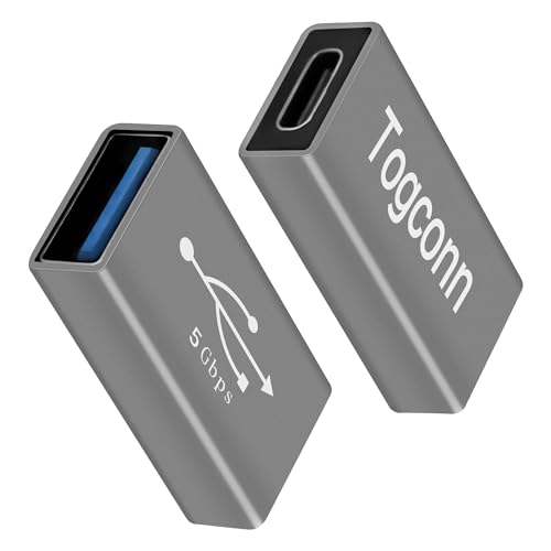 Togconn USB to USB C Adapter 2 Pack, Bi-Directional USB Type-C (Female) to USB Type-A (Female) On-The-Go (OTG) Converter Connector Support Charging & Data Sync for Laptop, PC, iPhone, MacBook Pro - Image 1