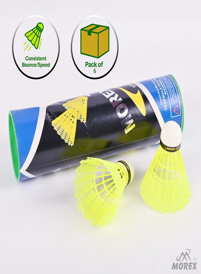 MOVEX Morex Premium Nylon Badminton Shuttlecock [Set of 6] | Lightweight & Durable Design | High-Performance Cork for Stable Flight & Fast Recovery | Ideal for Indoor & Outdoor - Image 4